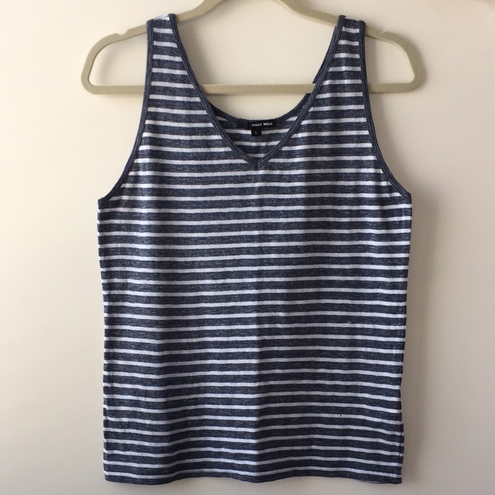 Blue and White Striped Tank Top